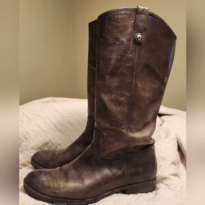 Frye * Melissa Button * Wide Calf * Brown Leather Boots Size 11